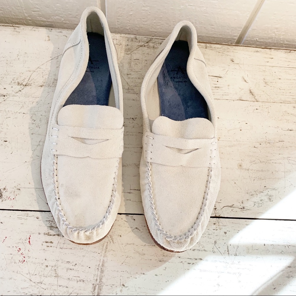Aquatalia Off White Suede Loafers sz 8 - Picture 3 of 5